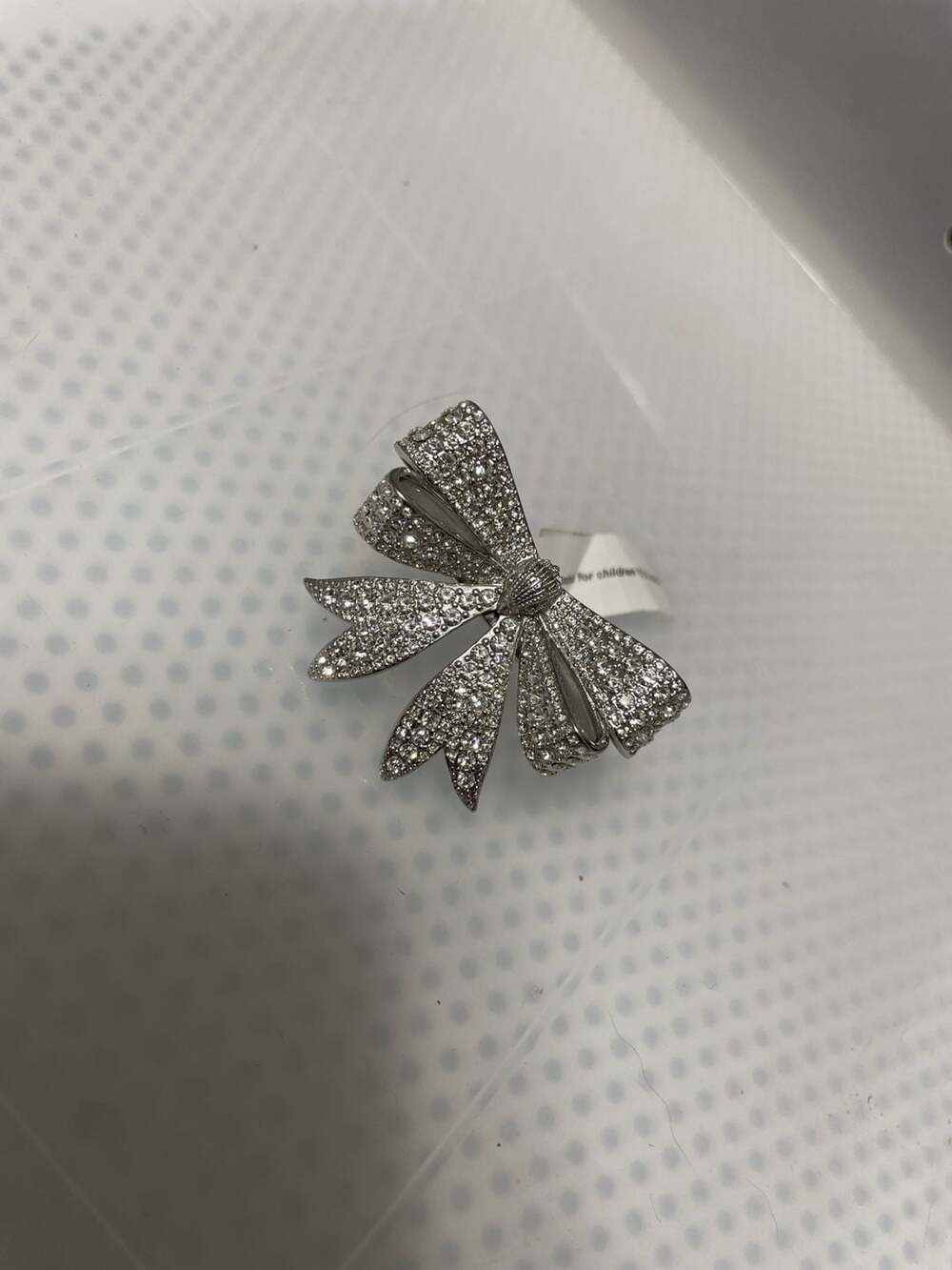 Kurt Geiger London Crystal Pavé Eagle Head Bow Ring Silver Rhodium Plated Size 7